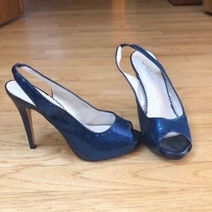 Blue Sequin Caparros Heels